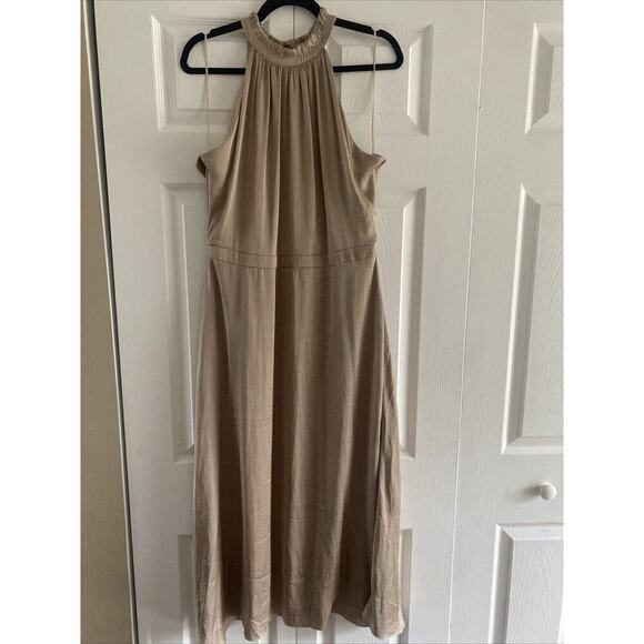 Elie Tahari Champagne sleeveless maxi Dress 12 event semi formal party resort - Picture 1 of 8
